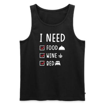 Food Wine Bed - Men's Premium Organic Tank Top - black - Front - Michal (187cm)