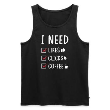 Social Media Likes Clicks Coffee - Men's Premium Organic Tank Top - black - Front - AI Model Male 178 light (178cm)