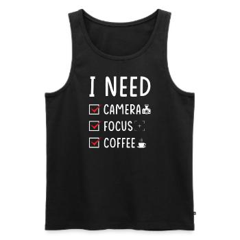 Photographer Camera Focus Coffee - Men's Premium Organic Tank Top - black - Front - AI Model Male 178 light (178cm)
