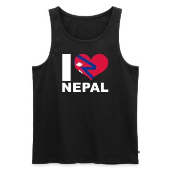 J’adore le drapeau du cœur du Népal - Débardeur bio Premium Homme - noir - Devant - Michal (187cm)
