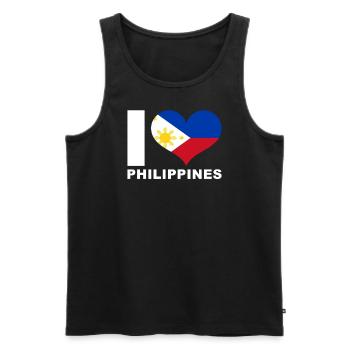 J’aime le drapeau du cœur des Philippines Philippines - Débardeur bio Premium Homme - noir - Devant - AI Model Male 178 light (178cm)
