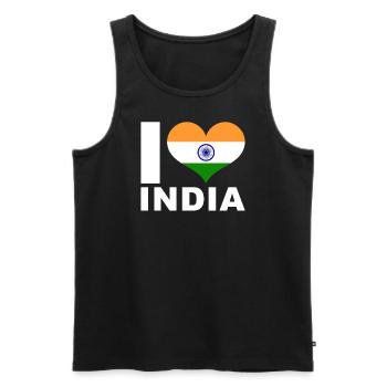 J’aime l’Inde drapeau du cœur Inde - Débardeur bio Premium Homme - noir - Devant - Michal (187cm)