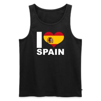 I love Spain heart flag Spain - Men's Premium Organic Tank Top - black - Front - AI Model Male 178 light (178cm)
