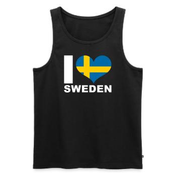 J’aime la Suède drapeau du cœur Suède - Débardeur bio Premium Homme - noir - Devant - Michal (187cm)