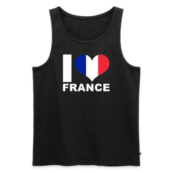 J’aime la France drapeau du cœur France - Débardeur bio Premium Homme - noir - Devant - AI Model Male 178 light (178cm)