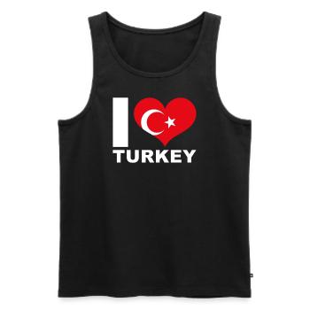 J’aime la Turquie drapeau du cœur Turquie - Débardeur bio Premium Homme - noir - Devant - Michal (187cm)
