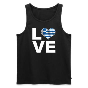 I love Greece heart flag Greece - Men's Premium Organic Tank Top - black - Front - AI Model Male 178 light (178cm)