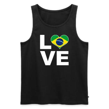 J’aime le drapeau du cœur du Brésil - Débardeur bio Premium Homme - noir - Devant - Michal (187cm)