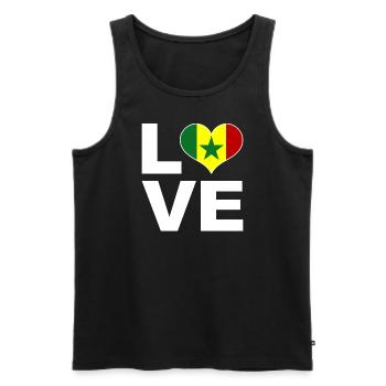 J’adore le drapeau du cœur du Sénégal Sénégal - Débardeur bio Premium Homme - noir - Devant - AI Model Male 178 light (178cm)