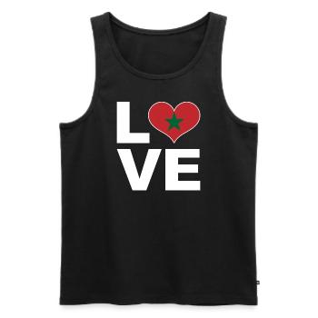 J’aime le Maroc coeur drapeau Maroc - Débardeur bio Premium Homme - noir - Devant - Michal (187cm)