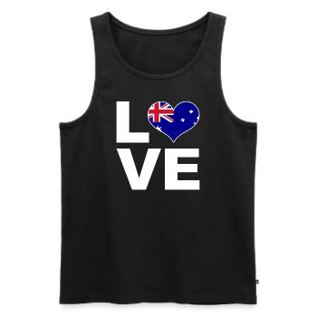 J’aime l’Australie drapeau du cœur Australie - Débardeur bio Premium Homme - noir - Devant - Michal (187cm)