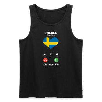 La Suède appelle Sweden Heart Souvenir - Débardeur bio Premium Homme - noir - Devant - AI Model Male 178 light (178cm)
