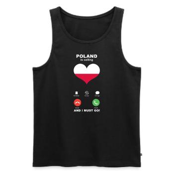 Polen is calling Polen Herz Souvenir - Männer Premium Bio Tank Top - Schwarz - Vorne - Michal (187cm)