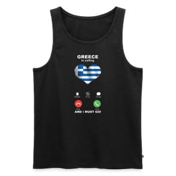 La Grèce appelle Grèce Heart Souvenir - Débardeur bio Premium Homme - noir - Devant - AI Model Male 178 light (178cm)