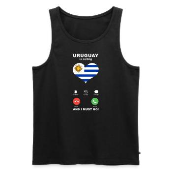 Uruguay is calling Uruguay Heart Souvenir - Men's Premium Organic Tank Top - black - Front - AI Model Male 178 light (178cm)