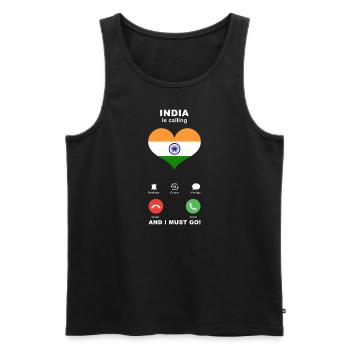 India is calling India Heart Souvenir - Men's Premium Organic Tank Top - black - Front - Michal (187cm)