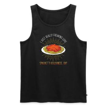Spaghetti Bolognese - Men's Premium Organic Tank Top - black - Front - AI Model Male 178 light (178cm)