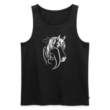 Cavalier Chevaux Fille Lineart Cheval - Débardeur bio Premium Homme - noir - Devant - Michal (187cm)