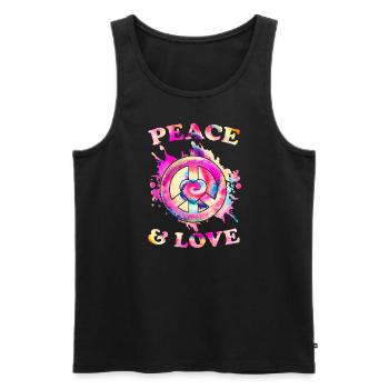 Frieden Liebe Hippie - Männer Premium Bio Tank Top - Schwarz - Vorne - AI Model Male 178 light (178cm)