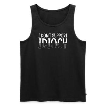 Anti idiot Idiot Sarcasme Dicton - Débardeur bio Premium Homme - noir - Devant - AI Model Male 178 light (178cm)