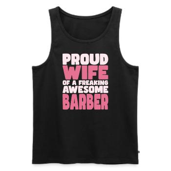Fière épouse d’un sacré bon coiffeur - Débardeur bio Premium Homme - noir - Devant - Michal (187cm)