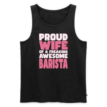 Fière épouse d’un sacré bon barista - Débardeur bio Premium Homme - noir - Devant - Michal (187cm)