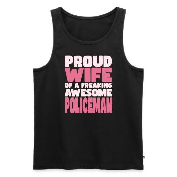 Fière épouse d’un sacré bon policier - Débardeur bio Premium Homme - noir - Devant - AI Model Male 178 light (178cm)