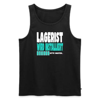 Lagerist wird installiert - Männer Premium Bio Tank Top - Schwarz - Vorne - AI Model Male 178 light (178cm)