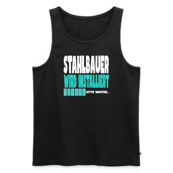 Stahlbauer wird installiert - Männer Premium Bio Tank Top - Schwarz - Vorne - AI Model Male 178 light (178cm)