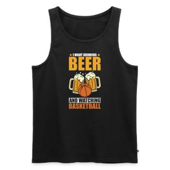 Basket-ball et bière - Débardeur bio Premium Homme - noir - Devant - AI Model Male 178 light (178cm)