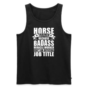 Titre officiel du poste d’entraîneur de chevaux - Débardeur bio Premium Homme - noir - Devant - AI Model Male 178 light (178cm)