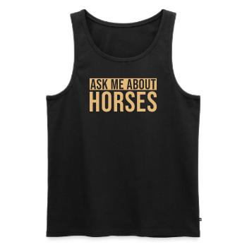 Les cavaliers me posent des questions sur les chevaux - Débardeur bio Premium Homme - noir - Devant - Michal (187cm)