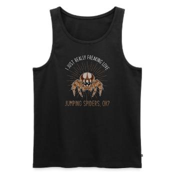 Springspinne Spruch - Männer Premium Bio Tank Top - Schwarz - Vorne - AI Model Male 178 light (178cm)