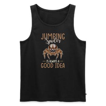 Springspinne Spruch - Männer Premium Bio Tank Top - Schwarz - Vorne - AI Model Male 178 light (178cm)