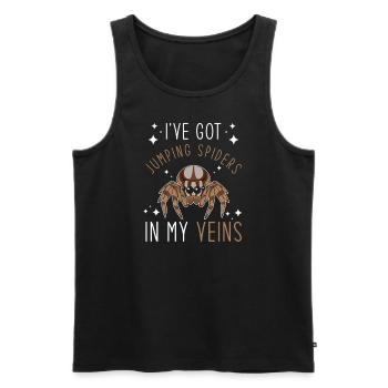 Springspinne Spruch - Männer Premium Bio Tank Top - Schwarz - Vorne - AI Model Male 178 light (178cm)