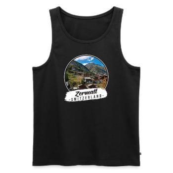 Zermatt Switzerland Souvenir - Men's Premium Organic Tank Top - black - Front - Michal (187cm)