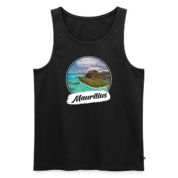 Mauritius Souvenir - Men's Premium Organic Tank Top - black - Front - AI Model Male 178 light (178cm)