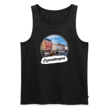 Copenhagen Souvenir - Men's Premium Organic Tank Top - black - Front - AI Model Male 178 light (178cm)