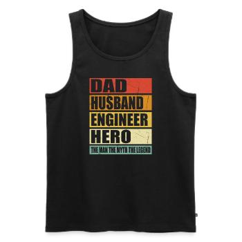Father Husband Engineer Held - Men's Premium Organic Tank Top - black - Front - Michal (187cm)