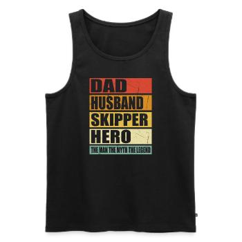Père Mari Skipper Héros - Débardeur bio Premium Homme - noir - Devant - Michal (187cm)