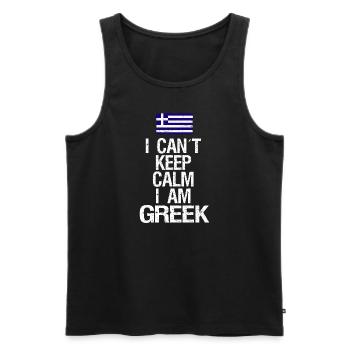 Je ne peux pas rester calme Je suis grec - Débardeur bio Premium Homme - noir - Devant - AI Model Male 178 light (178cm)