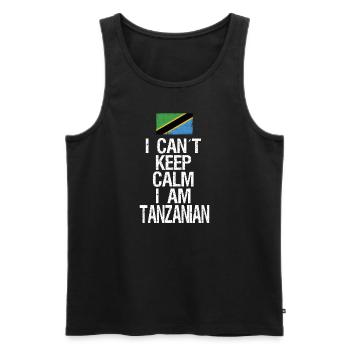 Je ne peux pas rester calme Je suis tanzanien - Débardeur bio Premium Homme - noir - Devant - AI Model Male 178 light (178cm)