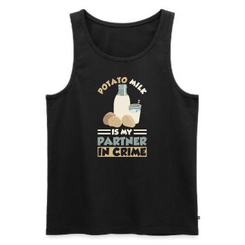 Potato milk saying - Men's Premium Organic Tank Top - black - Front - Michal (187cm)
