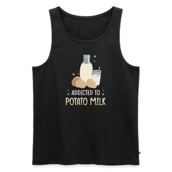 Potato milk saying - Men's Premium Organic Tank Top - black - Front - Michal (187cm)