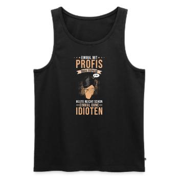 Einmal mit Profis war früher - Männer Premium Bio Tank Top - Schwarz - Vorne - AI Model Male 178 light (178cm)