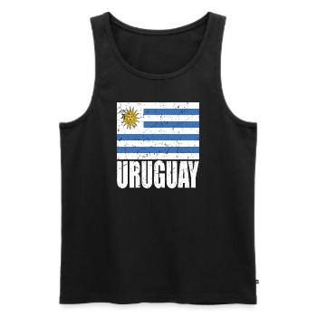 Uruguay Flag - Men's Premium Organic Tank Top - black - Front - AI Model Male 178 light (178cm)