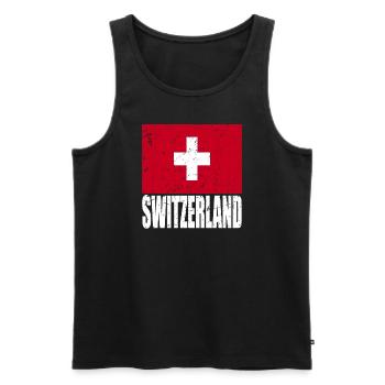 Drapeau de la Suisse - Débardeur bio Premium Homme - noir - Devant - AI Model Male 178 light (178cm)