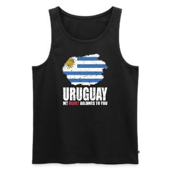 Uruguay Flag - Men's Premium Organic Tank Top - black - Front - AI Model Male 178 light (178cm)