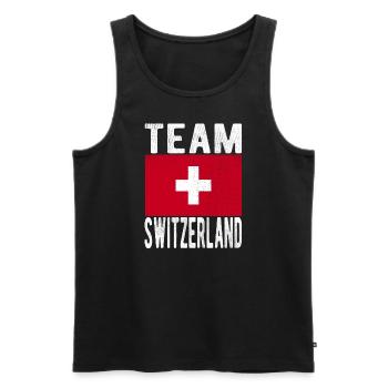 Drapeau de la Suisse - Débardeur bio Premium Homme - noir - Devant - AI Model Male 178 light (178cm)