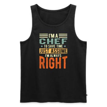 Koch - Männer Premium Bio Tank Top - Schwarz - Vorne - Michal (187cm)